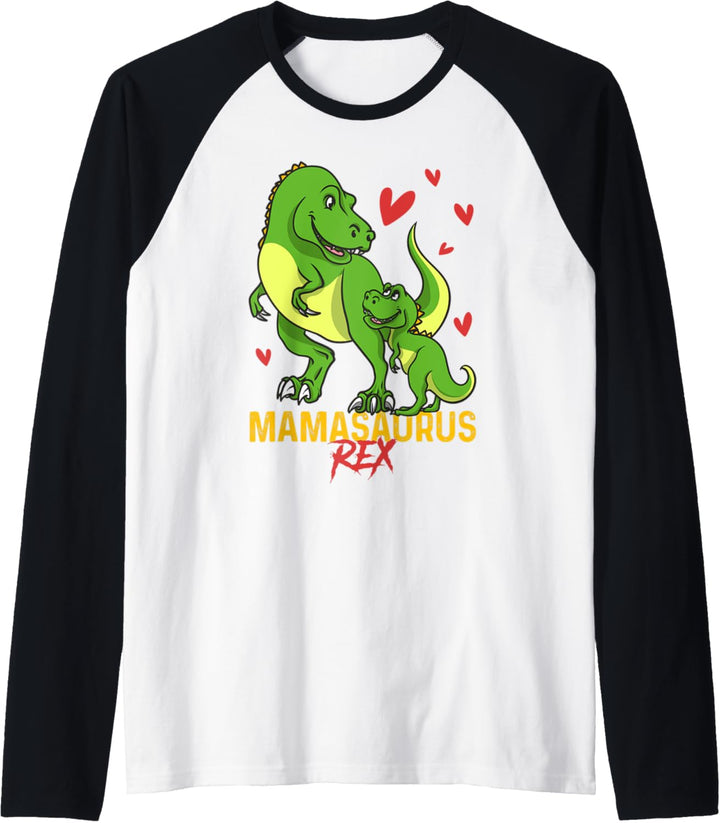Mamasaurus T-Rex Dinosaur Mama Saurus Family Matching Women Raglan