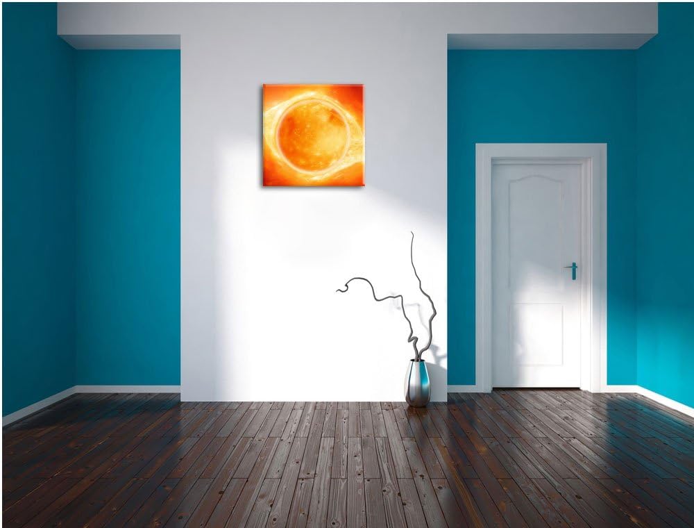Pixxprint Sonne Feuerball, Format: 70x70 auf Leinwand, XXL riesige Bilder fertig gerahmt mit Keilrah
