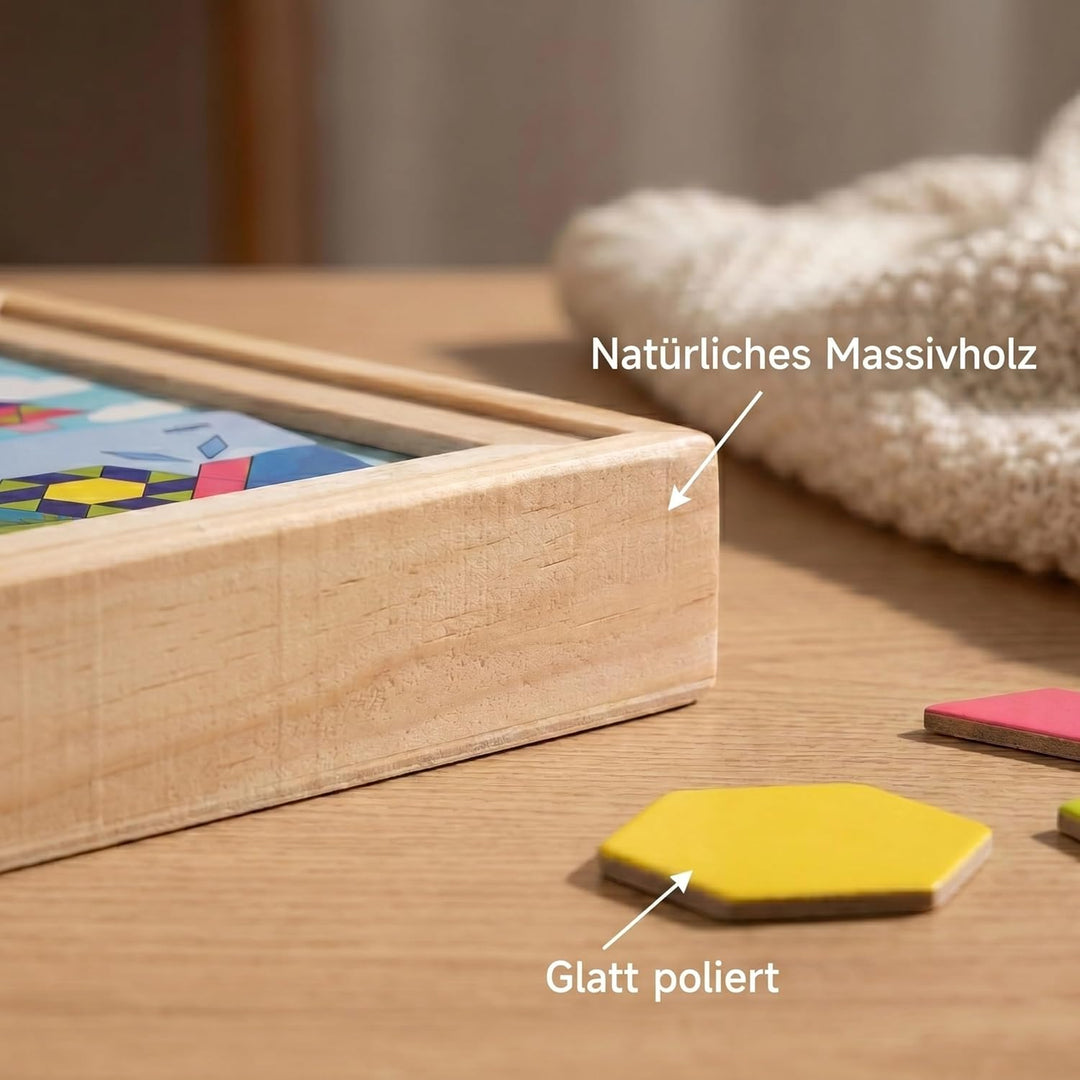 Magnetisches Holzpuzzle Geometriespiel für Vorschulkinder ab DREI Jahren | Montessori Lernspielzeug,