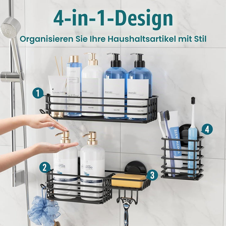 TAILI Duschablage Ohne Bohren Rostfreie Duschregale für die Dusche Grosse Kapazität Bad Organizer Oh