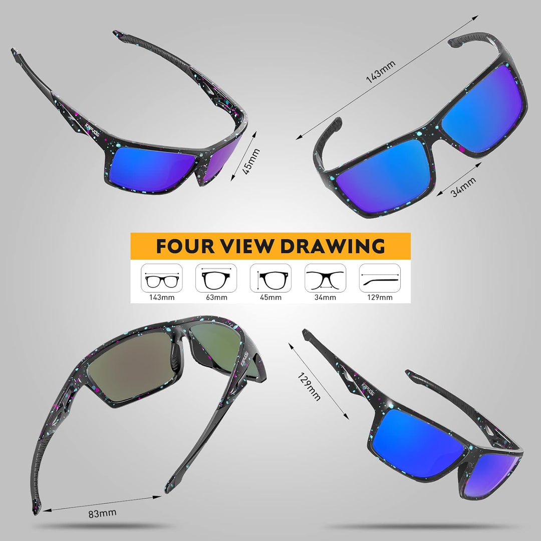 KAPVOE Polarisierte Sport Sonnenbrille hohe Definition hohen Kontrast Linsen für Damen Herren Radfah
