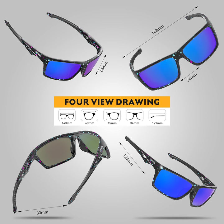 KAPVOE Polarisierte Sport Sonnenbrille hohe Definition hohen Kontrast Linsen für Damen Herren Radfah
