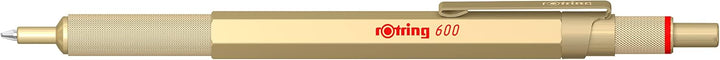 rOtring 600 Kugelschreiber | mittlere Spitze | Schwarze Tinte | Gold Schaft | nachfüllbar, 1 Stück (