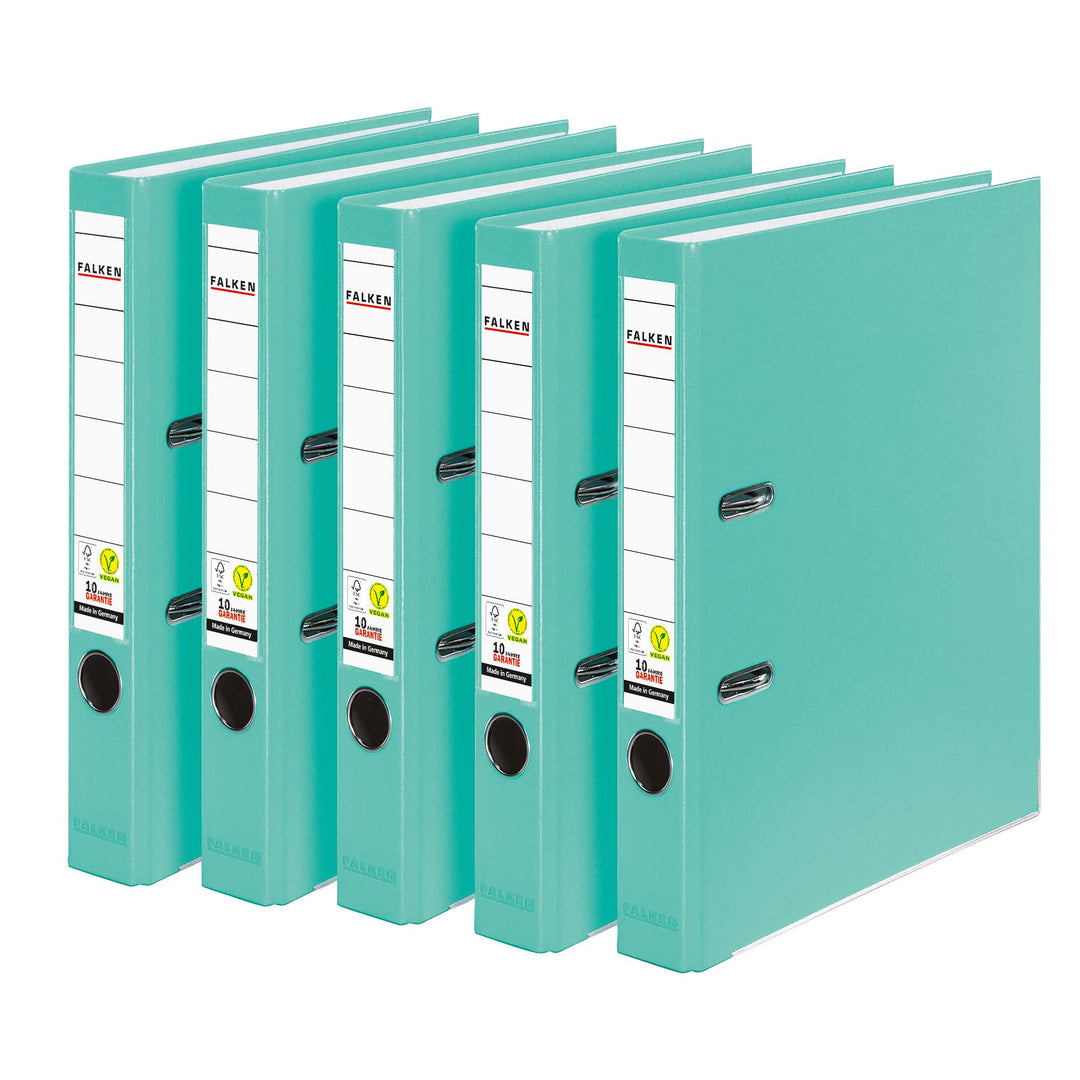 Original Falken 5er Pack PP-Color Kunststoff-Ordner. Made in Germany. 5 cm schmal DIN A4 Pastell-Far