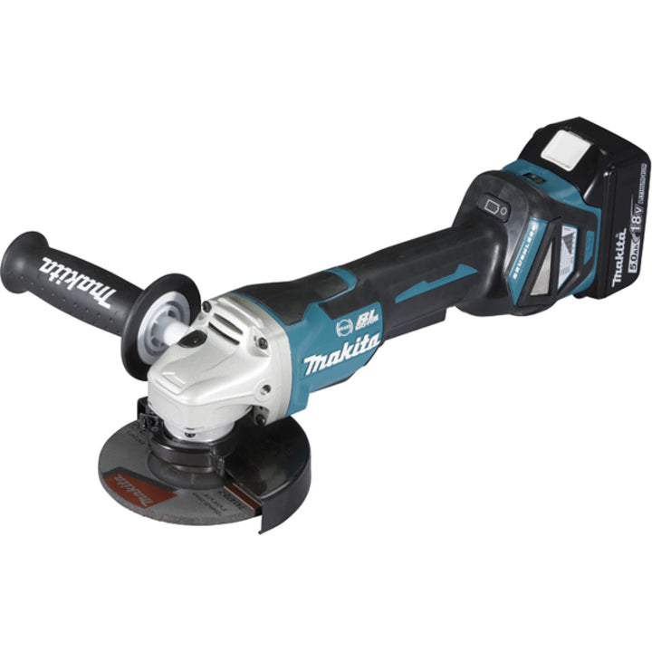 Makita DGA517RTJ Akku-Winkelschleifer 18 V / 5,0 Ah mit Paddleschalter, 2 Akkus + Ladegerät im MAKPA
