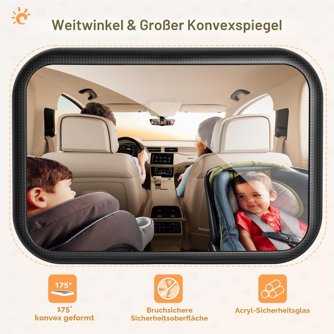 Spiegel Auto Baby Rückbank Rueckspiegel - Autospiegel Baby Rücksitz mit Haken Clip, 100% Bruchsicher