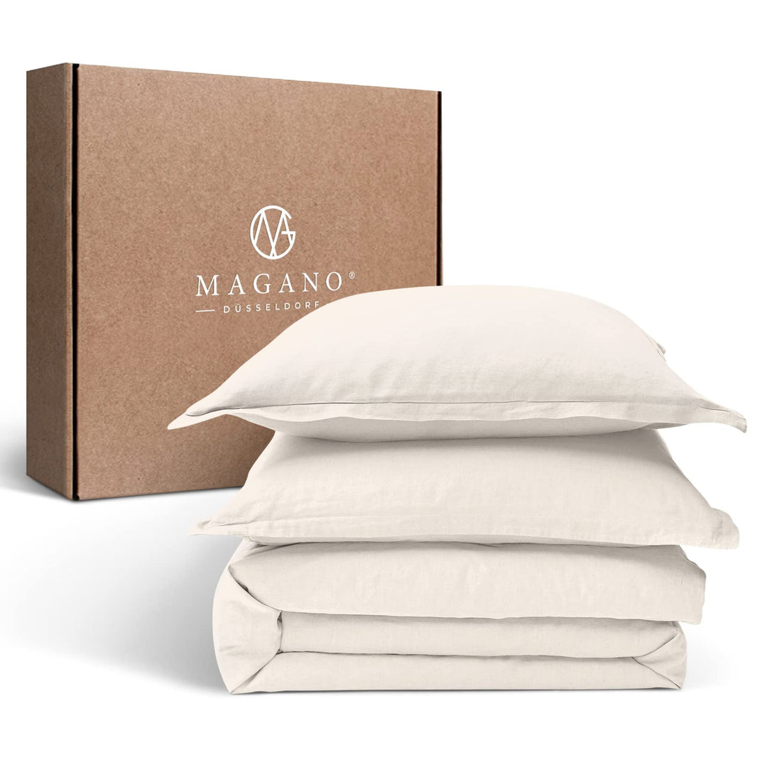 Magano® Premium Bettwäsche 135x200 Beige | Weich & Bügelfrei | Hypoallergen & Atmungsaktiv | Deckenb