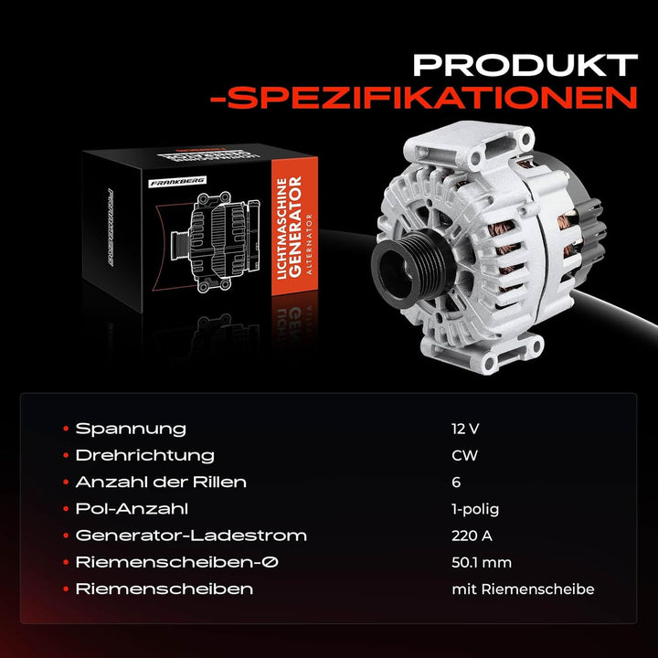 Frankberg Lichtmaschine Generator Kompatibel mit S-Klasse W221 S 350 CGI 3.5L 2011-2013 S-Klasse W22