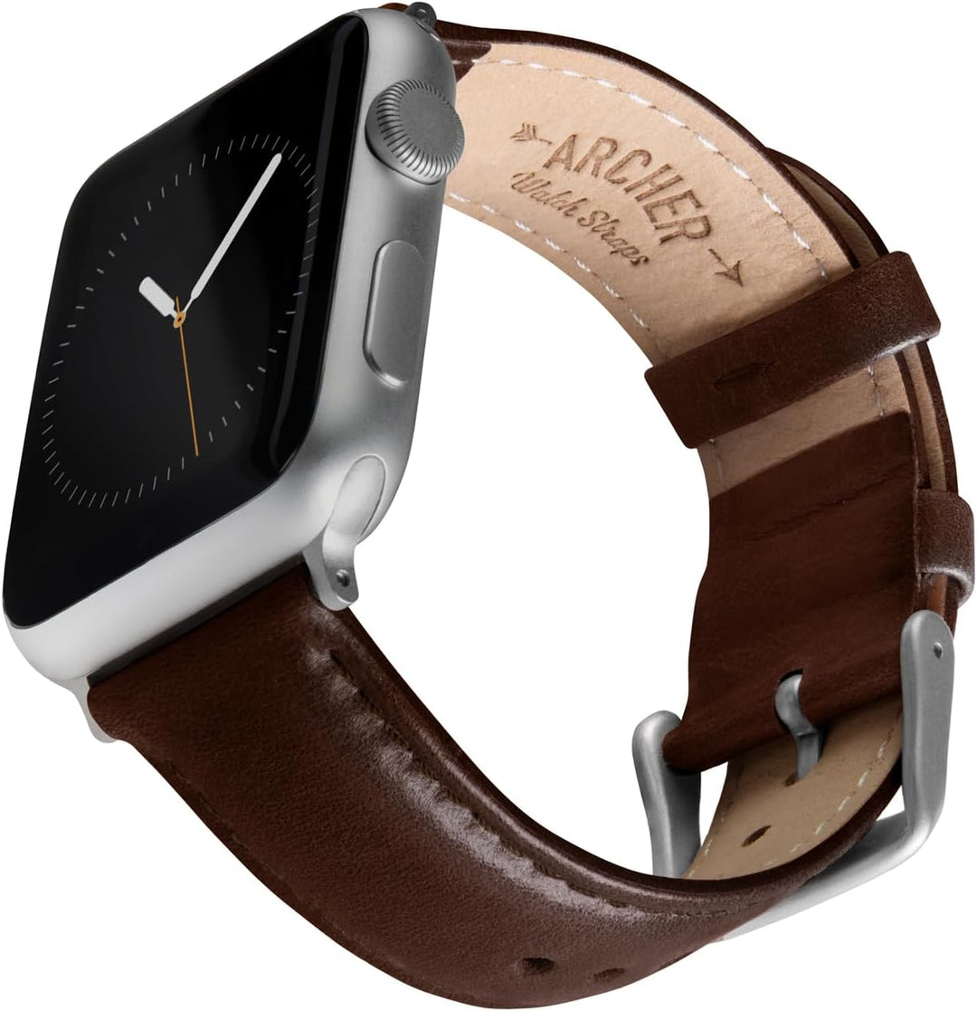 Archer Watch Straps - Uhrenarmbänder aus Hochwertigem Genarbtem Leder für Apple Watch Dunkle Kastani