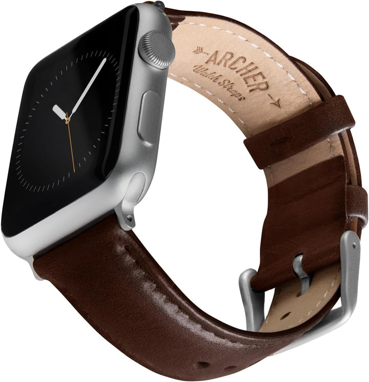 Archer Watch Straps - Uhrenarmbänder aus Hochwertigem Genarbtem Leder für Apple Watch Dunkle Kastani