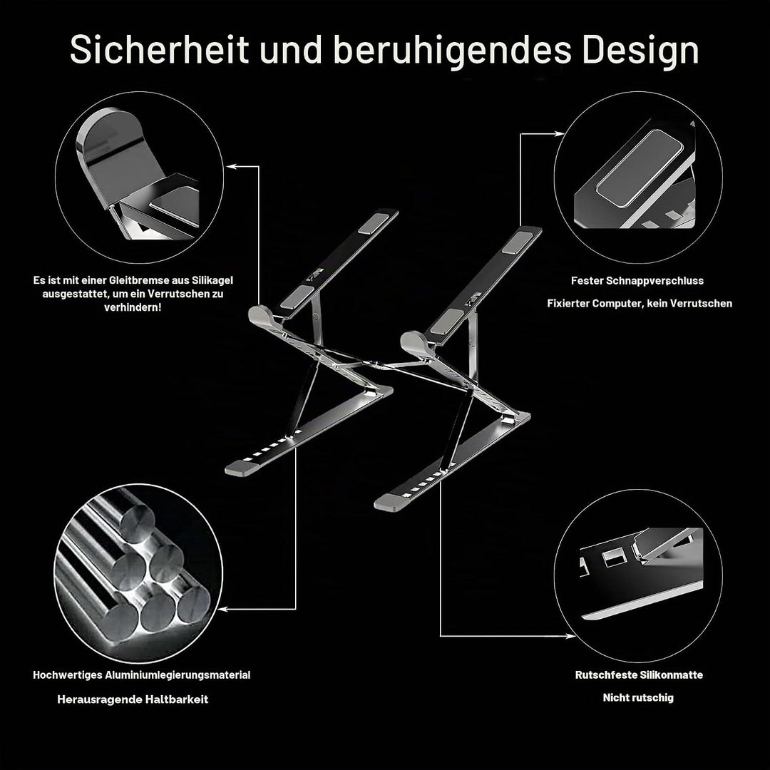 Dogfish Laptop Ständer, 9+7-Stufe Höhenverstellbarer Laptop Stand, Aluminium Belüfteter Notebook Stä