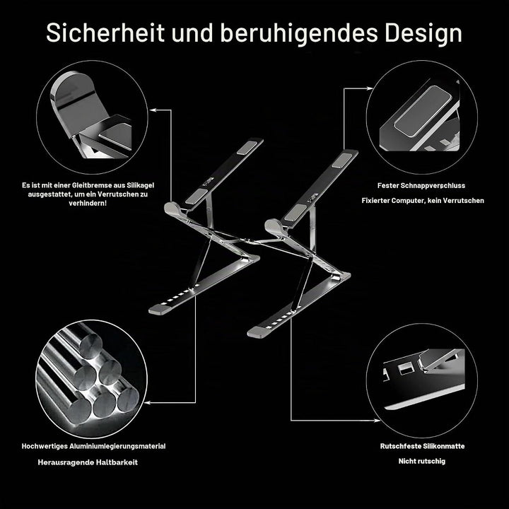 Dogfish Laptop Ständer, 9+7-Stufe Höhenverstellbarer Laptop Stand, Aluminium Belüfteter Notebook Stä