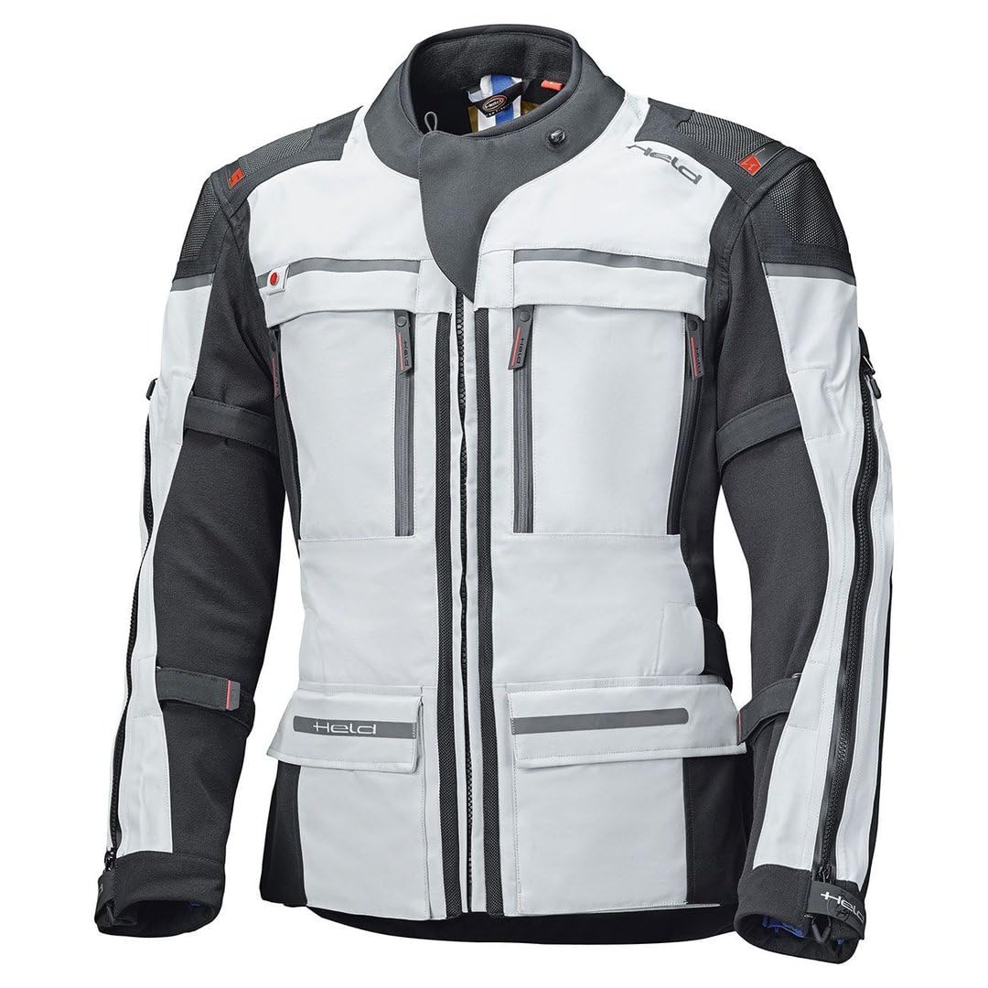 Held Motorradjacke mit Protektoren Motorrad Jacke Atacama Textiljacke GTX grau/rot XXL (lang), Herre