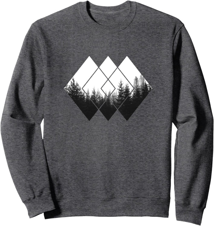 Wald Natur Muster Geometrie Bäume Linien vintage Sweatshirt