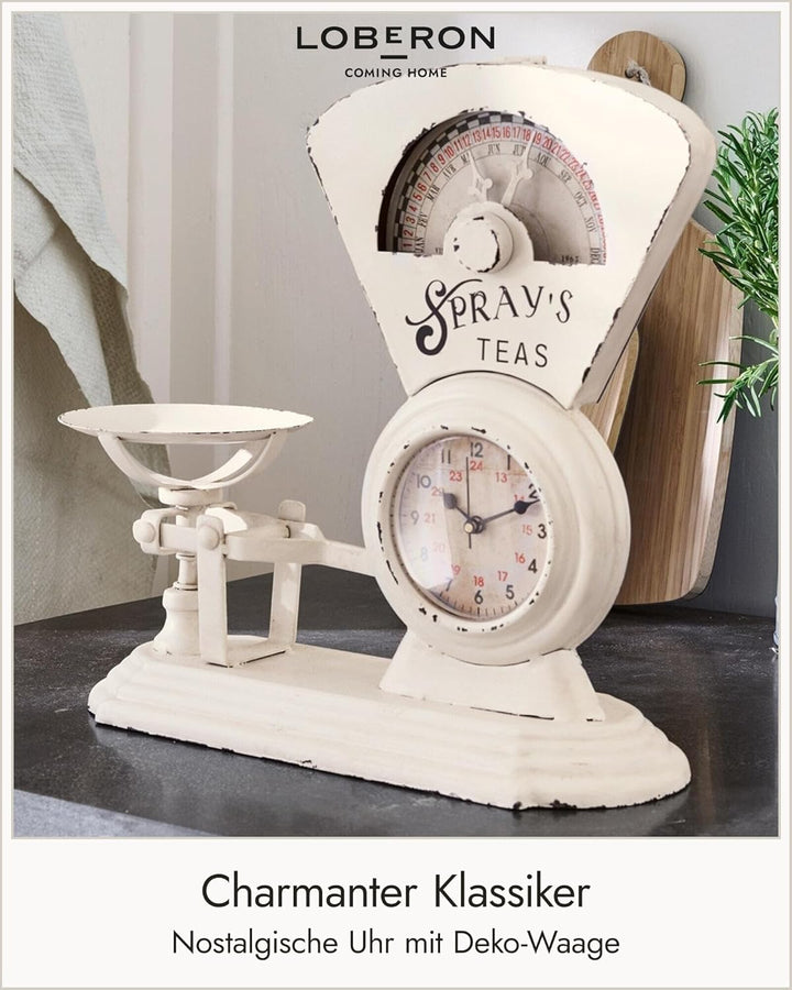 Loberon Uhr Balances, nostalgisches Design, von Einer Alten Waage inspiriert, Vintage-Look, Zeitmess
