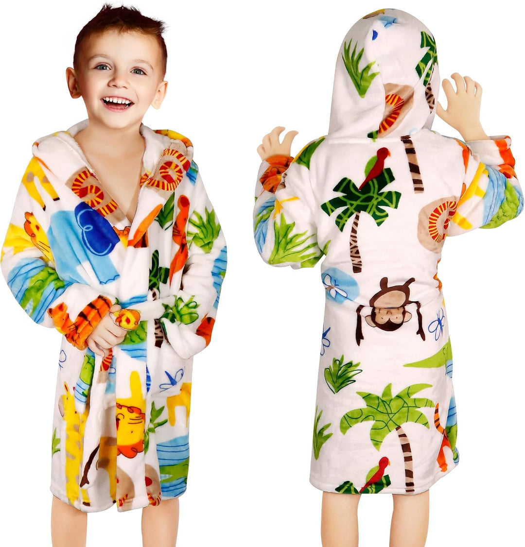 Baogaier Bademantel Kapuze Kinder Morgenmantel Flanell Nachtwäsche Robe Frottee Lange Ärmel Weiche S