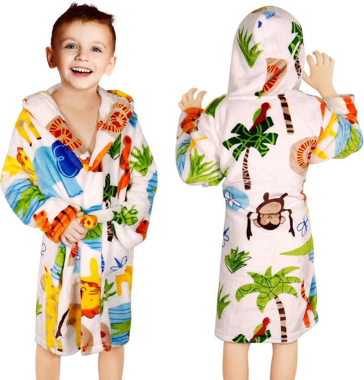 Baogaier Bademantel Kapuze Kinder Morgenmantel Flanell Nachtwäsche Robe Frottee Lange Ärmel Weiche S