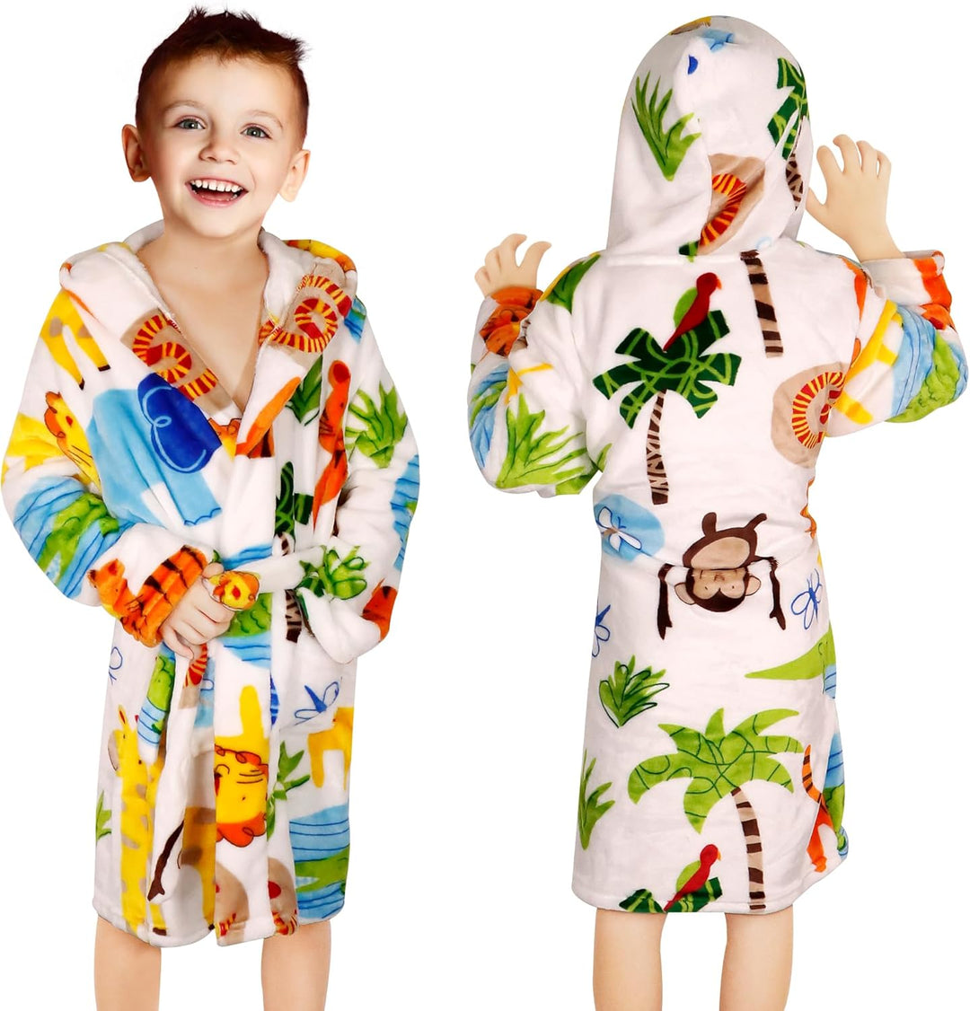 Baogaier Bademantel Kapuze Kinder Morgenmantel Flanell Nachtwäsche Robe Frottee Lange Ärmel Weiche S