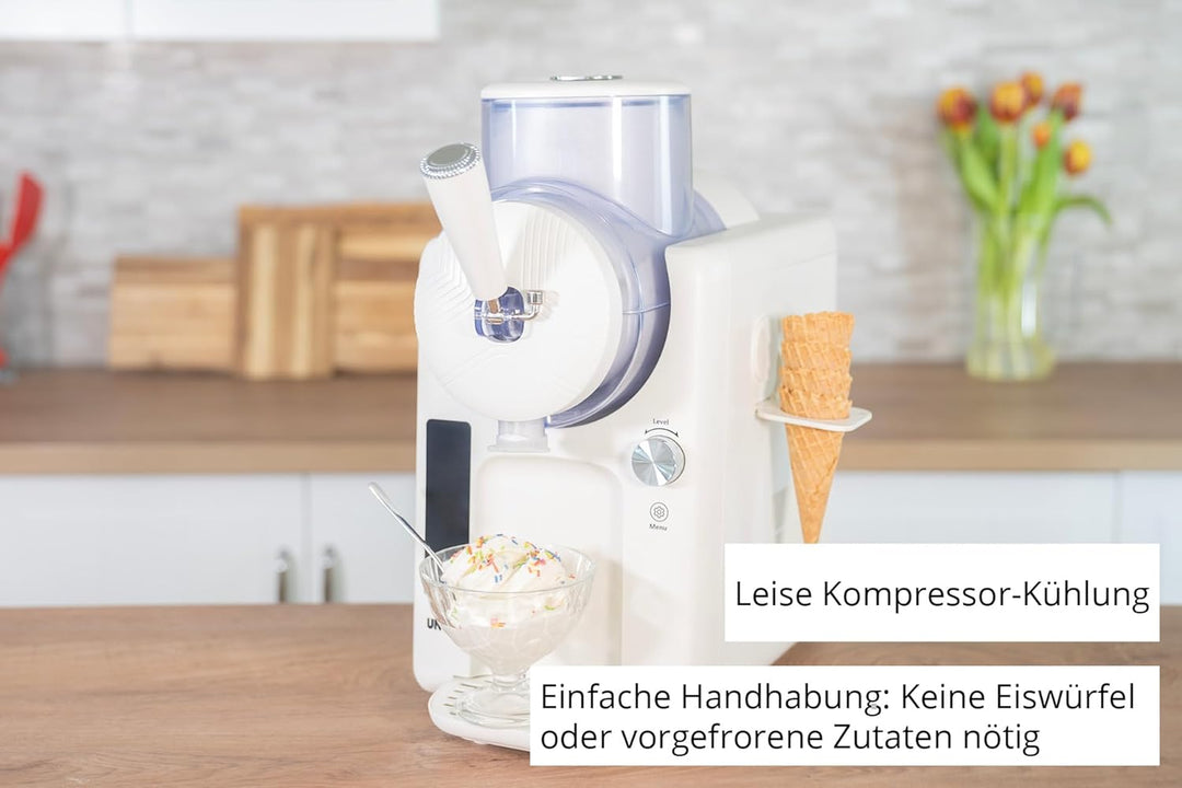 Unold 48950 Slush- und Softeismaschine Sofie mit Kompressor ca. 2 L 5 Programme für Slushies, Softei