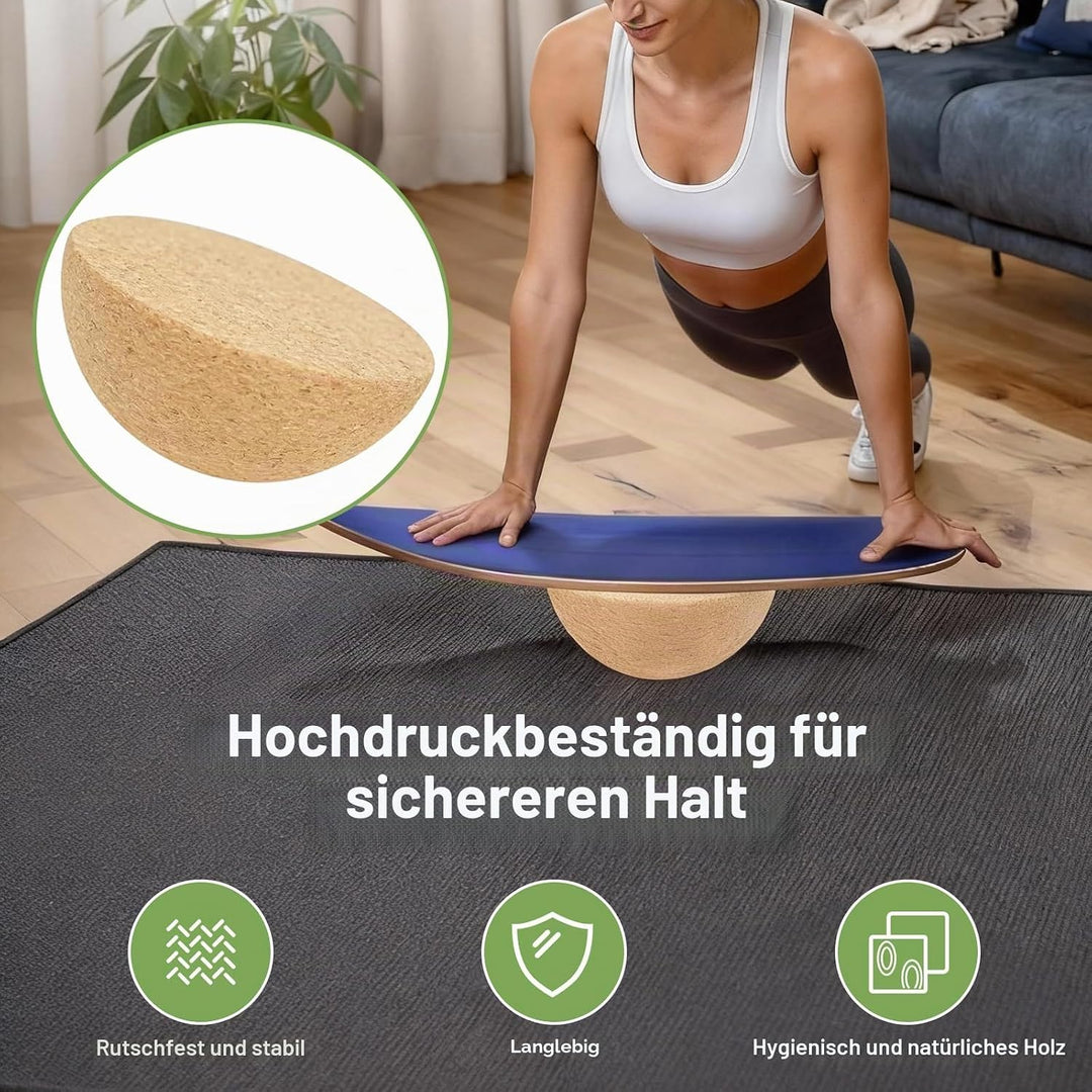 Balance Board Halbkugel aus Massivem Kork Balance Ball Halbkugel für Balance Boards, Für Yoga, Reha,