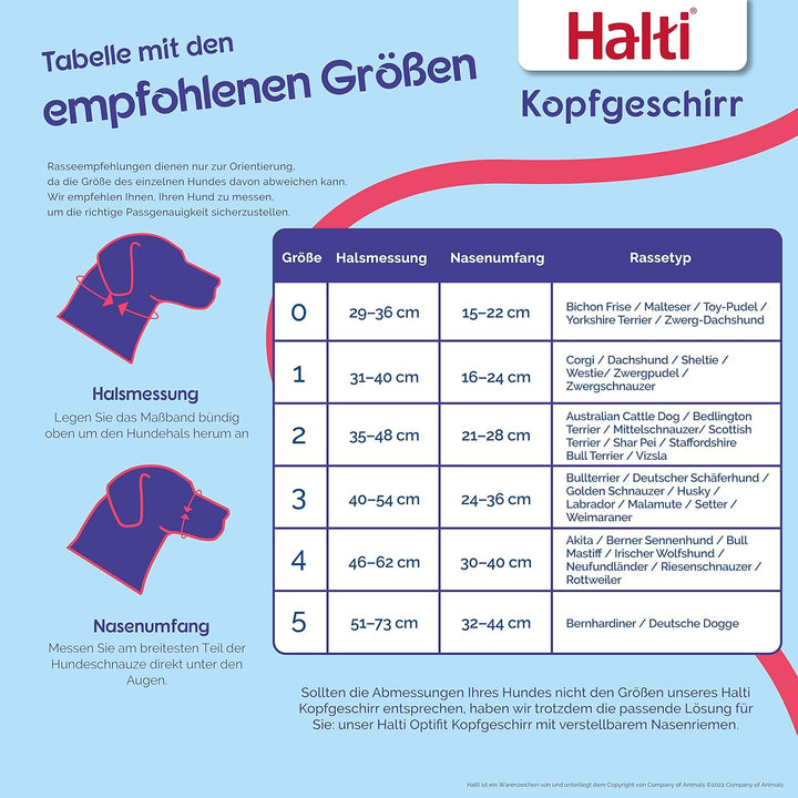 HALTI Kopfgeschirr - Verhindert, dass Ihr Hund an der Leine zieht, Einfache Anpassung, Leicht, mit g