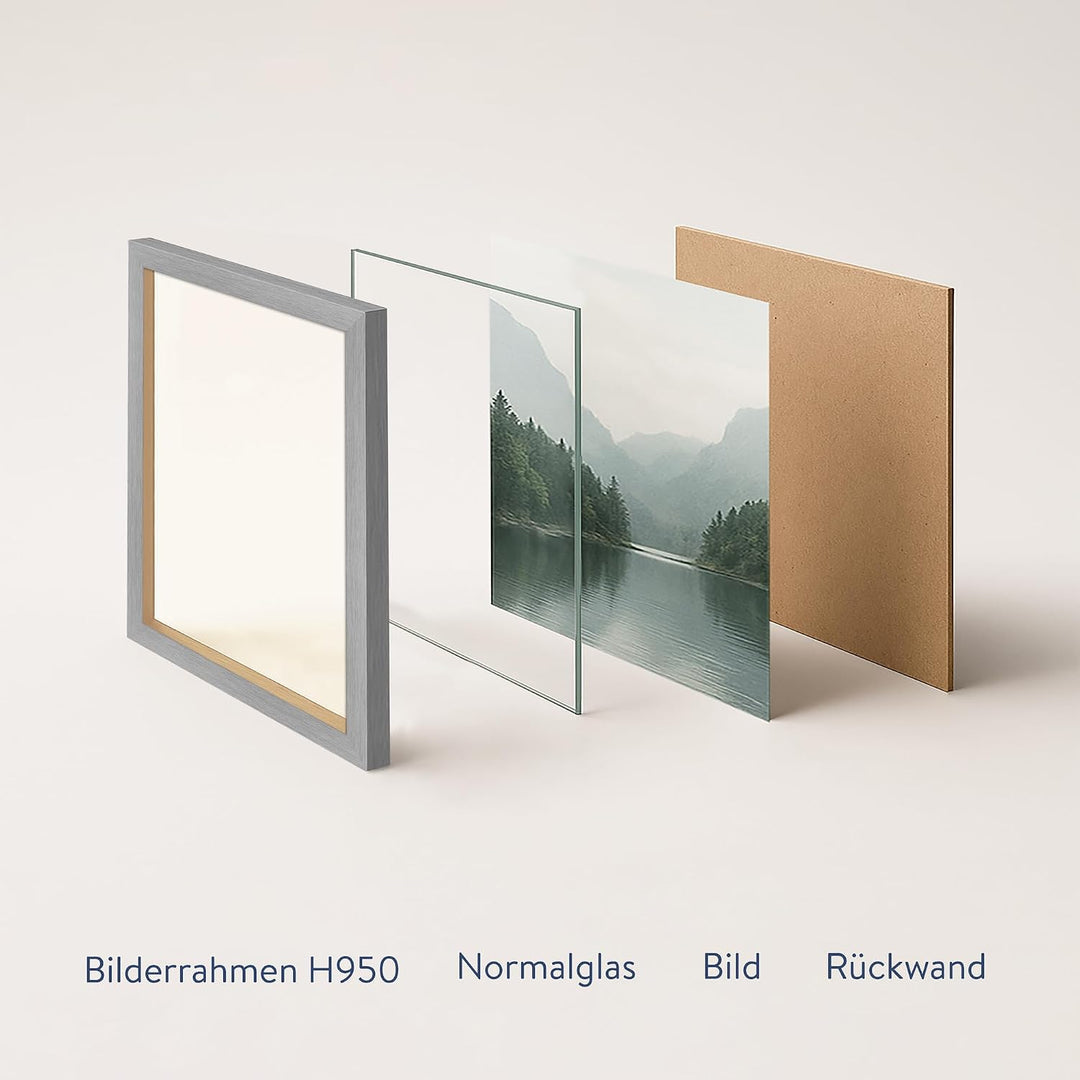 WANDStyle Bilderrahmen Modern 40x40cm I Farbe: Silber I Fotorahmen I klassischer Holzbilderrahmen I