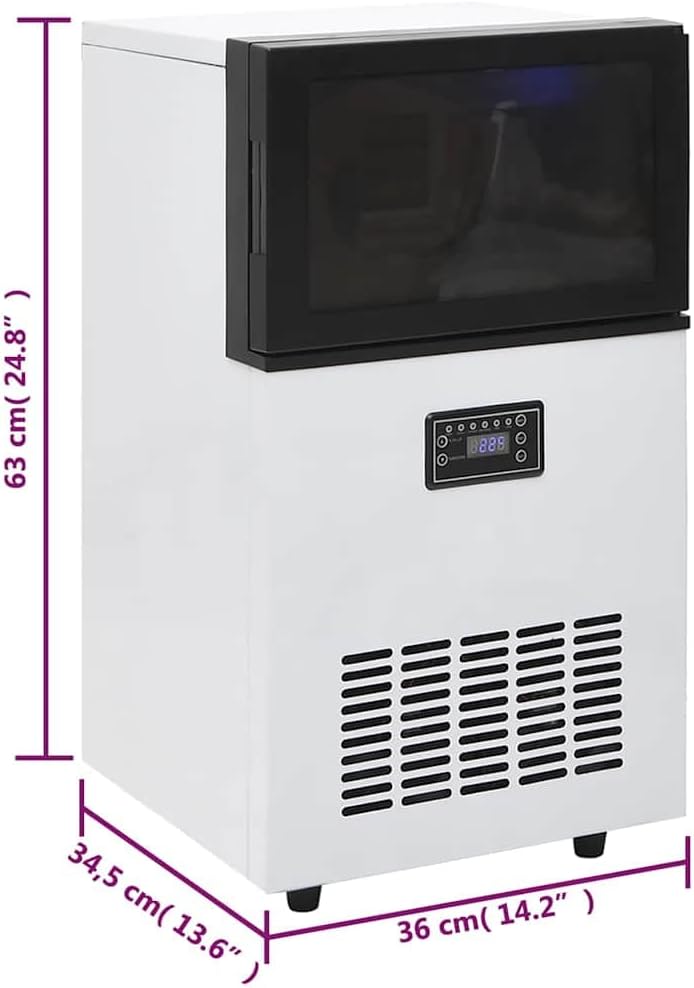 Mangloder Eiswürfelmaschine Schwarz aus Edelstahl 45 kg 24 h, selbstkühlend mit Kompressor Kühlung,