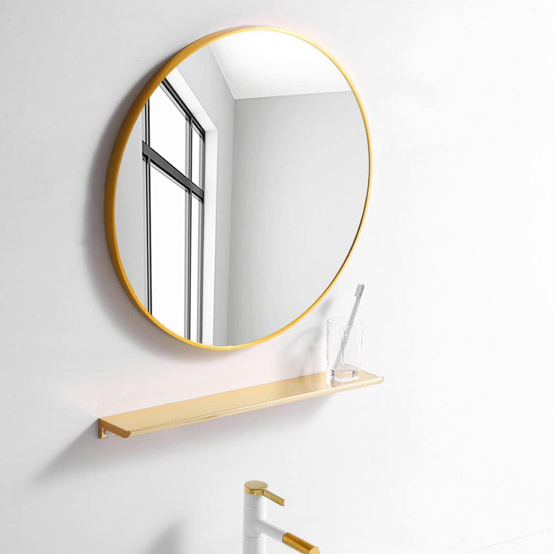 MEESALISA Lisa Runder Badspiegel ohne Beleuchtung ф50cm Wandspiegel mit matt Gold Metallrahmen Spieg