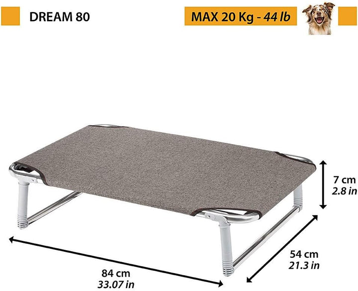 Ferplast Klappbett für Hunde DREAM 80, Liege aus massivem Aluminiumrahmen mit Stoffbezug und verstär