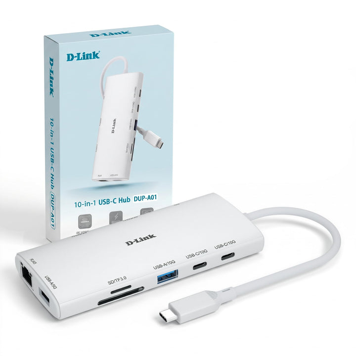 D-Link DUP-A01 USB-C Hub 10-in-1 (2X HDMI 4K@60Hz, USB 3.1/3.0, 100W Power Delivery, SD/microSD, Gig