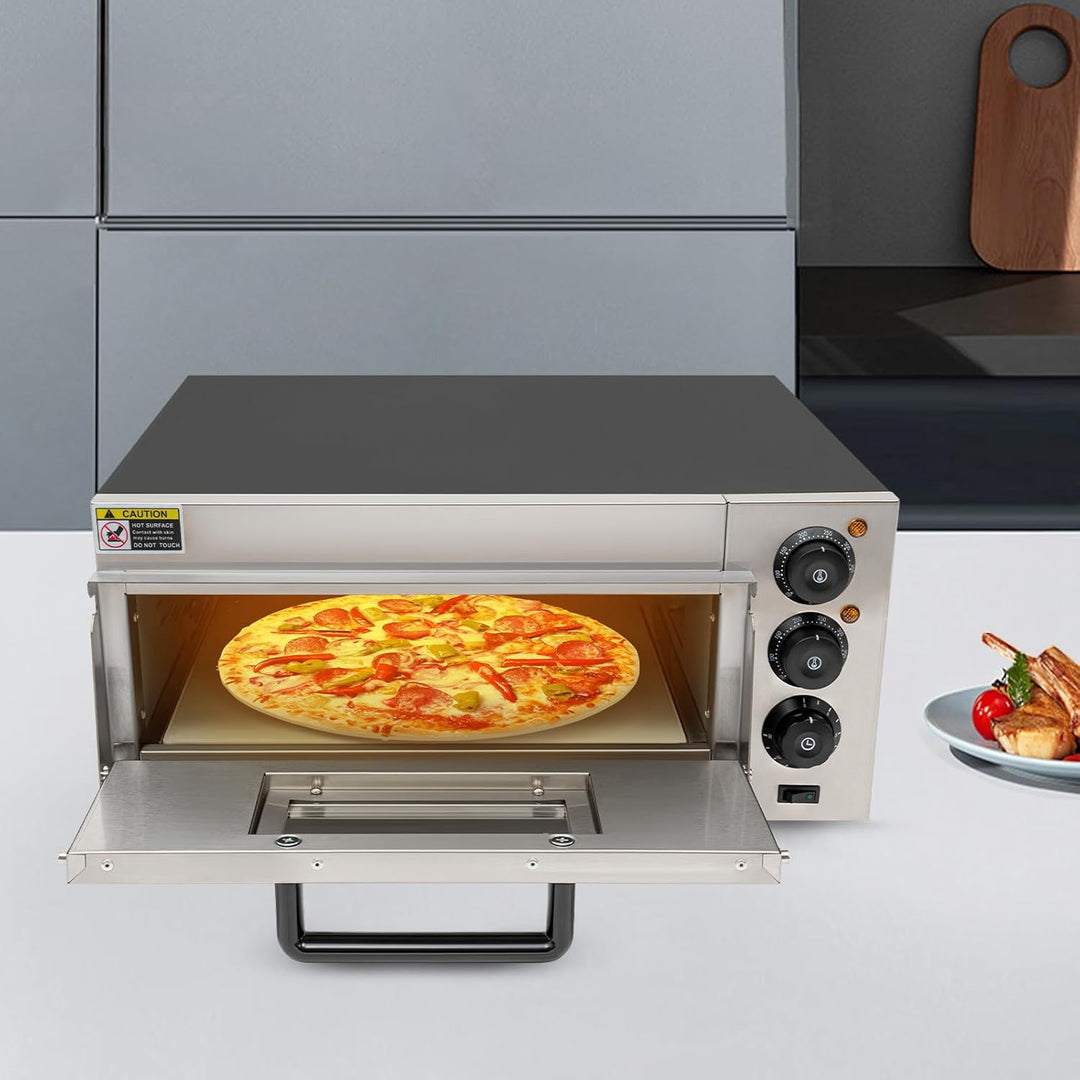 banborba Professioneller Pizzaofen, 2000W Kommerzieller Pizzabackofen, 50-350℃ Pizza Ofen mit 30min