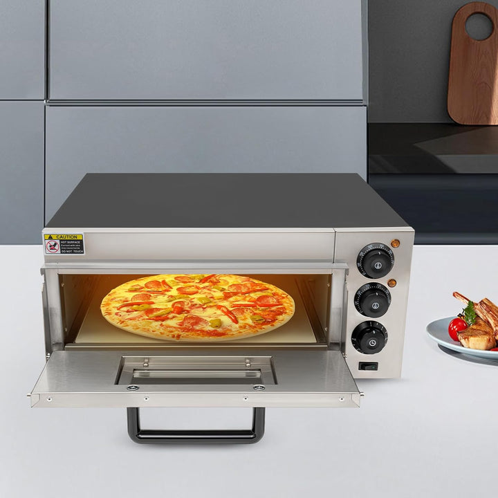 banborba Professioneller Pizzaofen, 2000W Kommerzieller Pizzabackofen, 50-350℃ Pizza Ofen mit 30min