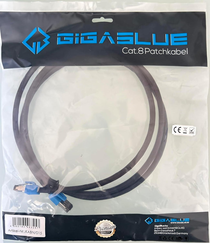 GigaBlue Cat8 Netzwerkkabel CAT.8 2000 MHz 40 Gbit/s 40GBase-T High End Poe+ Patchkabel Ethernetkabe