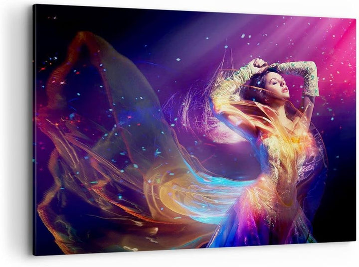 Bilder auf Leinwand 100x70cm Leinwandbild Schönheit Disco Mode Make-up Gross Wanddeko Bild Schlafzim