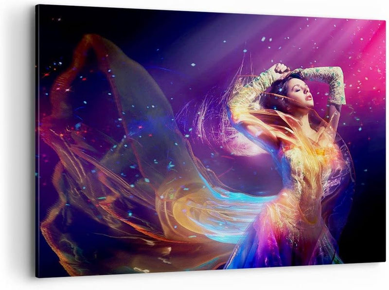 Bilder auf Leinwand 100x70cm Leinwandbild Schönheit Disco Mode Make-up Gross Wanddeko Bild Schlafzim