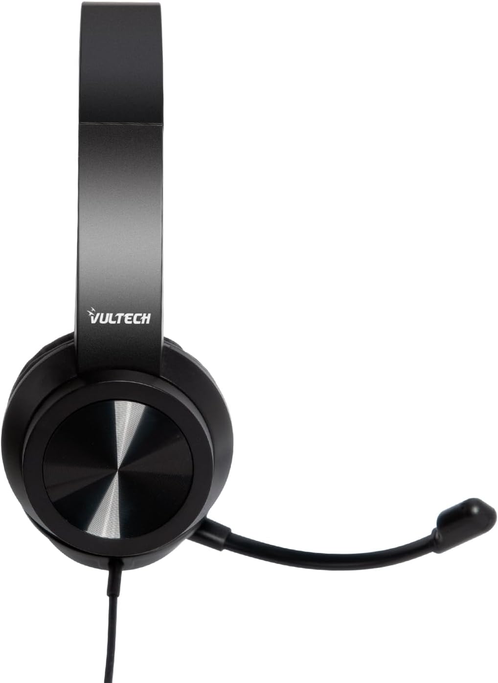 VulTech Headset On Ear HS-03 Schwarz USB Kopfhörer mit Mikrofon auf verstellbarem Kopfbügel für PC m