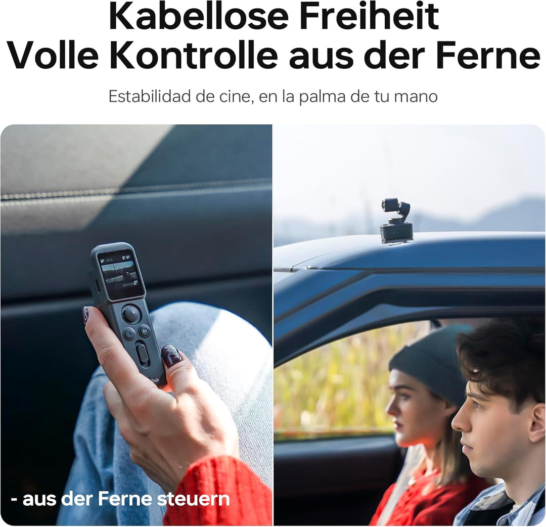 Feiyu Pocket 3 4K Vlog-Kamera mit 3-Achsen-Gimbal & kabelloser Fernbedienung – Inkl. Gesichtserkennu