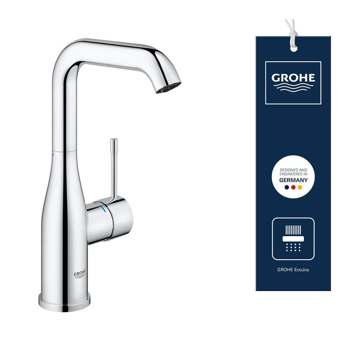GROHE Essence - Einhand-Waschtischarmatur (wassersparend, DN15, L-Size), chrom, 23541001 L Glatter K