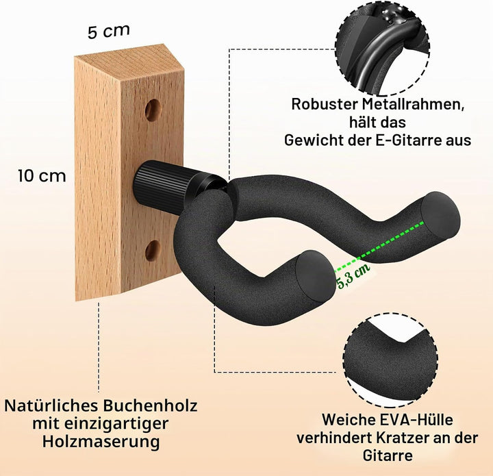 DOMMI Gitarrenhalterung Wand 4 Pack, Gitarrenhalter für die Wand mit Verstellbaren Weichen Gitarrenh