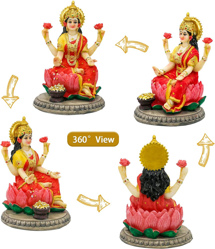 Indische Göttin Lakshmi Statue Figur – 13 cm H Lakshmi Idols Statue Murti Laxmi Staue Home Office Te