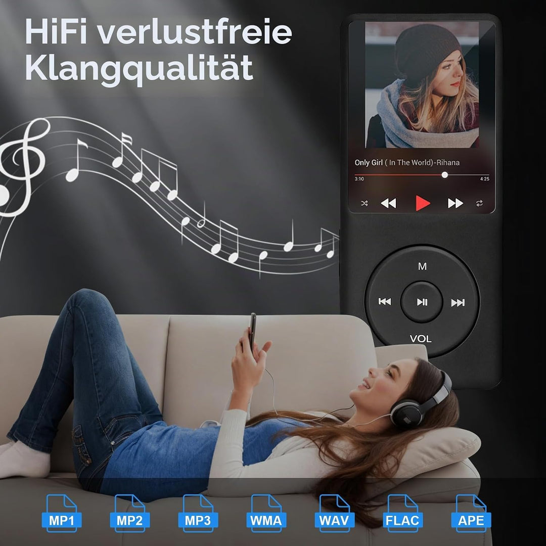 128 GB MP3-Player mit Bluetooth 5.0, COVVY Tragbarer digitaler Musik-Player mit integriertem HD-Laut