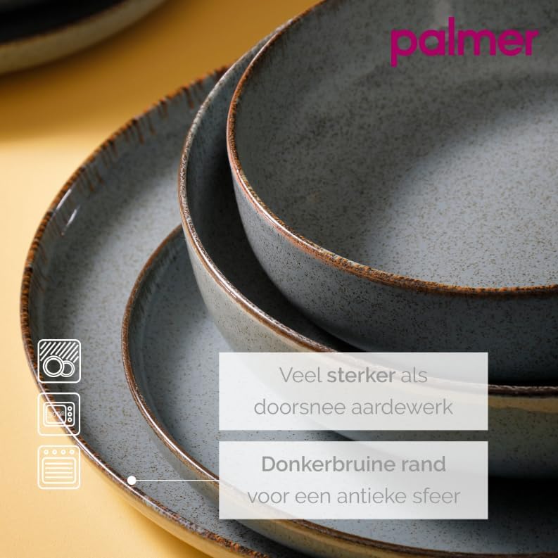 Palmer ANTIGO Geschirrset 4 Personen, modernes Tafelservice 20-teilig, Kombiservice Steingut, Geschi