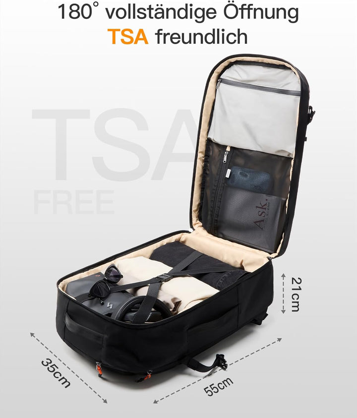 Inateck Reiserucksack 38.5L, Spritzwassergeschützt TSA Handgepäck Flugzeug Rucksack Travel Backpack