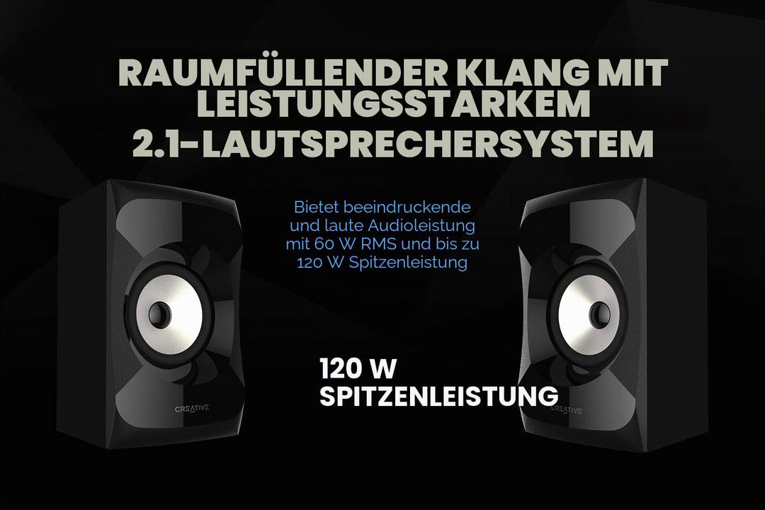 Creative SBS E2900 Leistungsfähiges 2.1-Bluetooth-Lautsprechersystem mit Subwoofer für Fernseher und