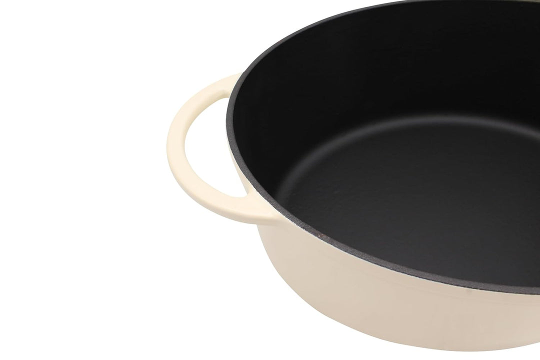 Karl Krüger Eisenguss Bratentopf oval Savanna, creme/schwarz, 34 cm, Creme