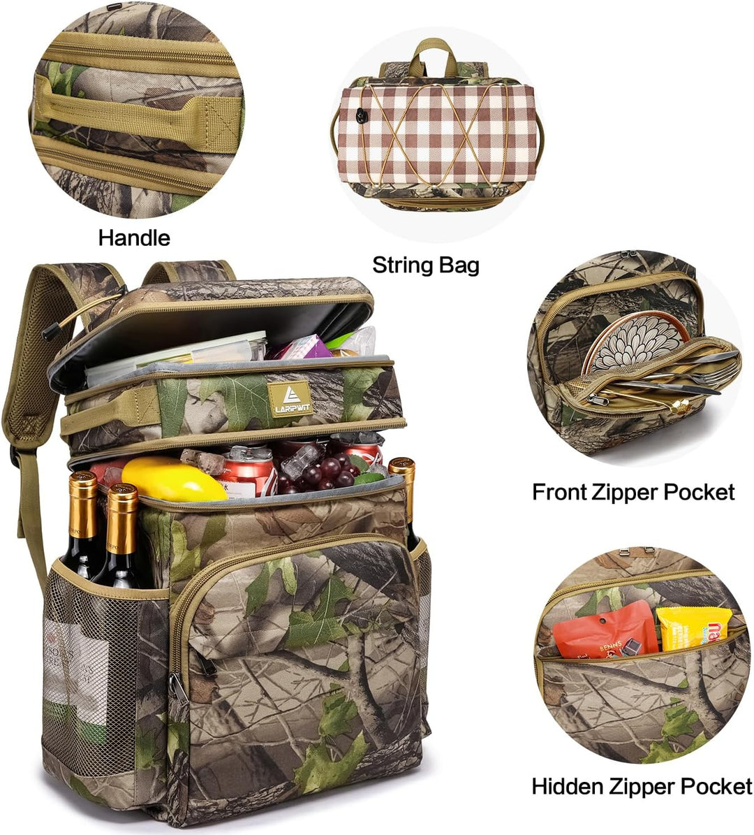 Laripwit Kühlrucksack 54 Dosen Thermo Kühltasche Rucksack Gross Isolierte Doppeldeck mit Kühlfach fü