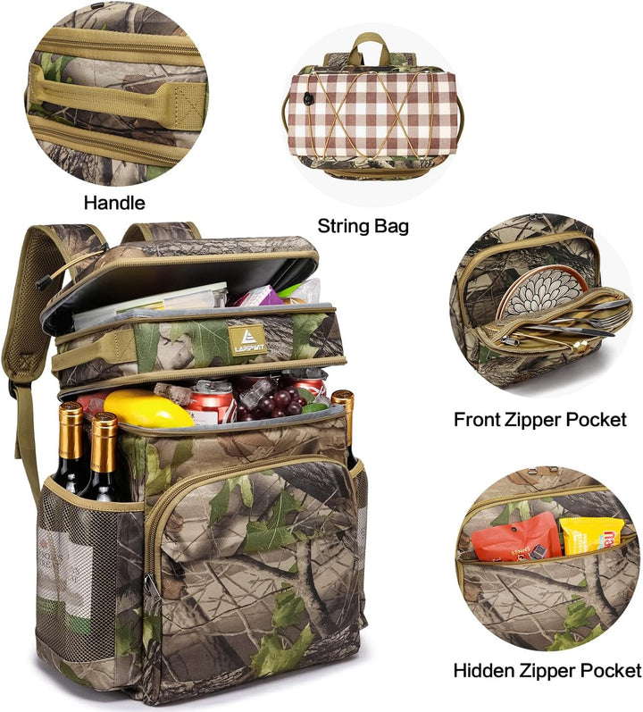 Laripwit Kühlrucksack 54 Dosen Thermo Kühltasche Rucksack Gross Isolierte Doppeldeck mit Kühlfach fü