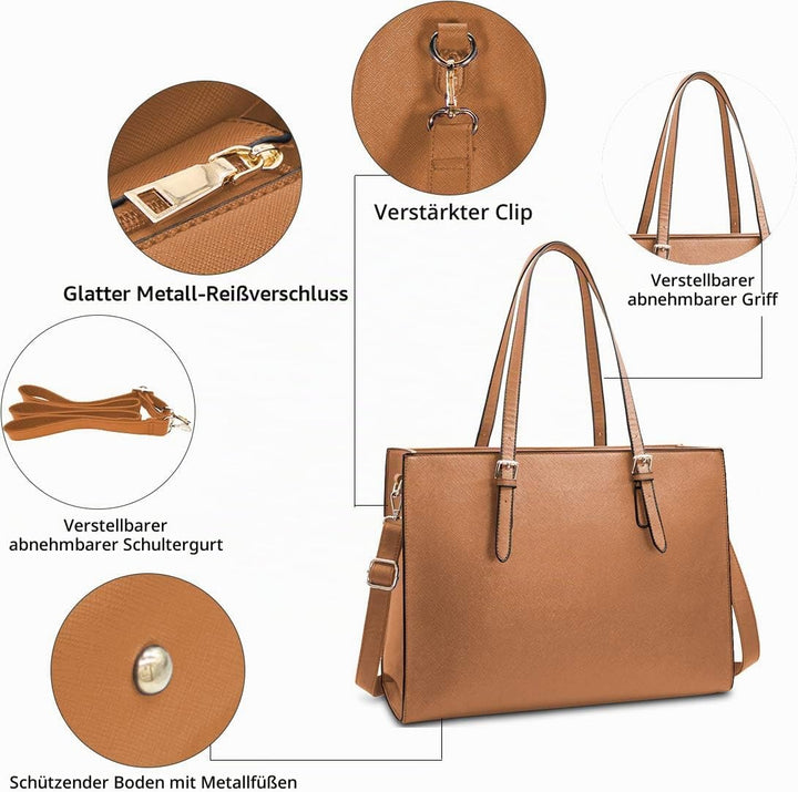 NUBILY Handtasche Shopper Damen Grosse Schwarz Handtasche Leder Umhängetasche Arbeitstasche Gross La