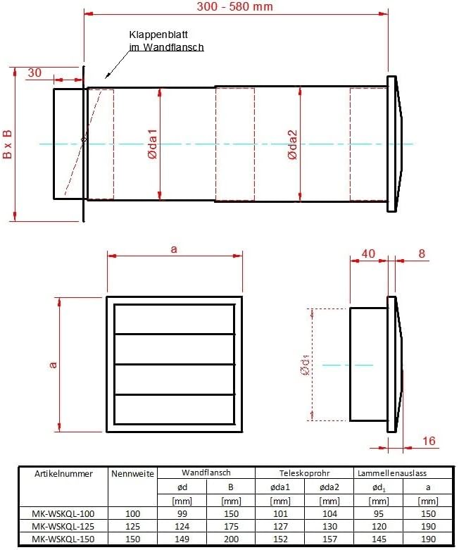 MAUERKASTEN Ø 150 DUNSTABZUG MKWSKQLW