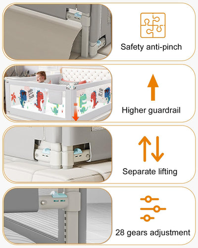 Baby Bettgitter Rausfallschutz Boxspringbett,Bettgitter 180 cm,Luftiges Netz, Kinderbett Kinderbetts
